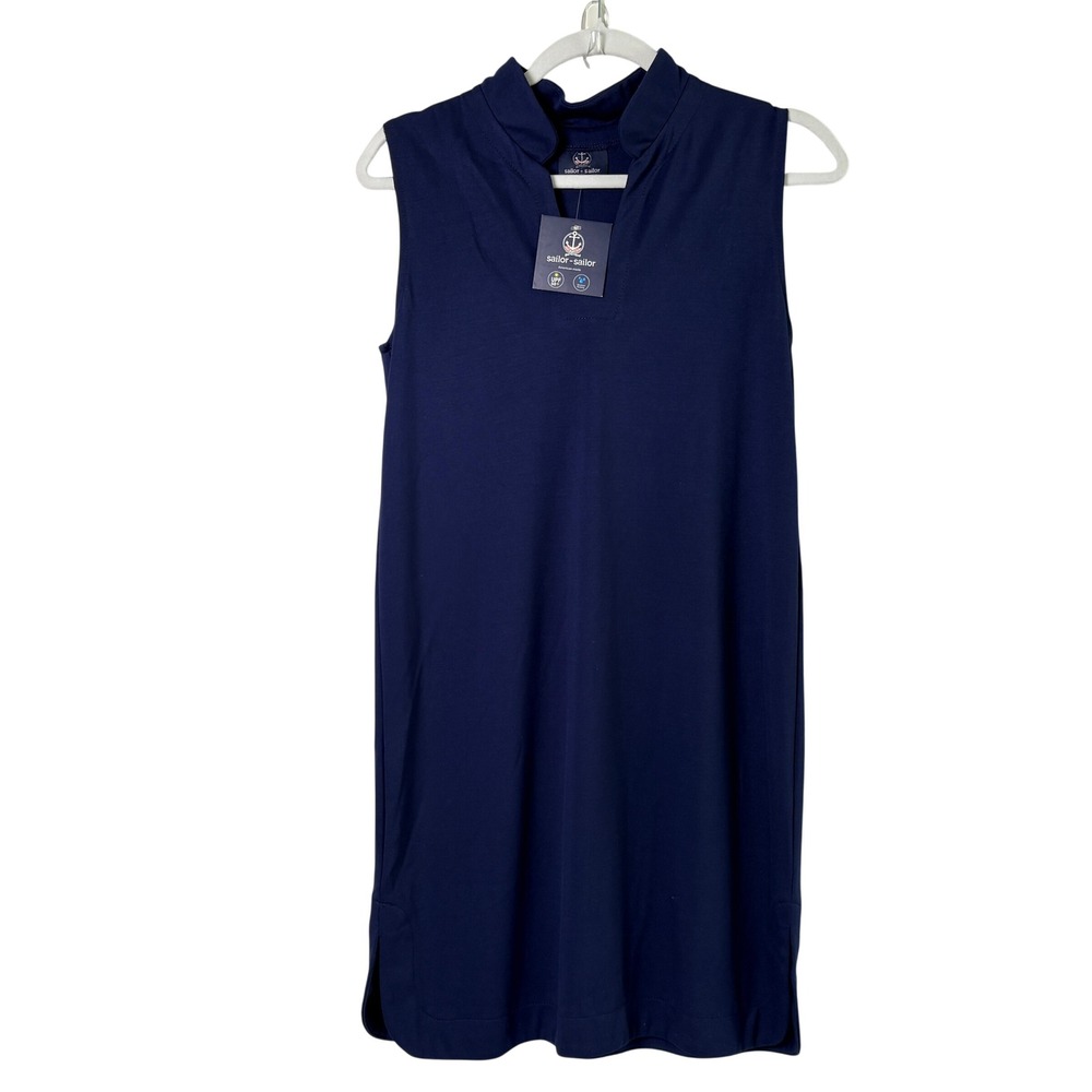 Sailor-Sailor Seaport Shift Dress Womens Small Navy Blue Sleeveless UPF 50+ NWT